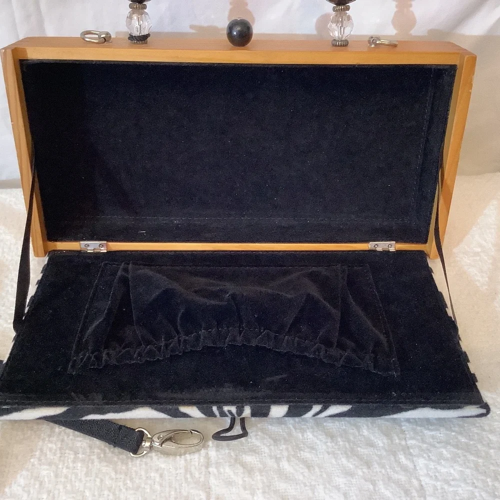 Vintage La Montana Cuban Cigar wood beads fabric hand‎ shoulder crossbody
